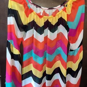Chevron print sheer blouse